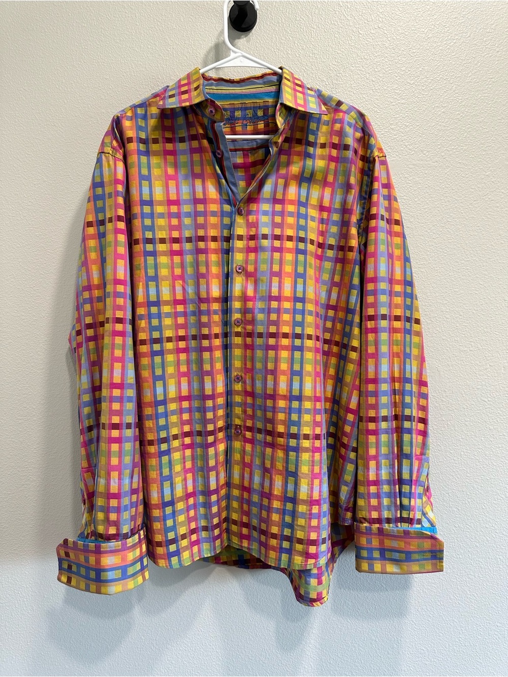 Robert Graham multicolor Check Button-Up Shirt - Bright Plaid,xl,French cuff